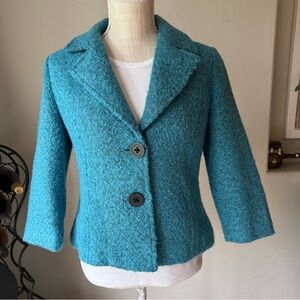 Cabi Women's Blue Wool Blend Two Buttons Short Jacket Size 6‎